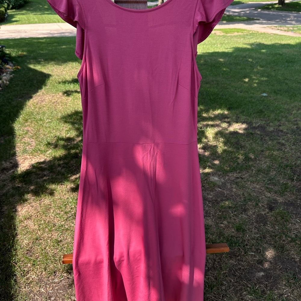 Elegant Pink Flutter Sleeve Dress
